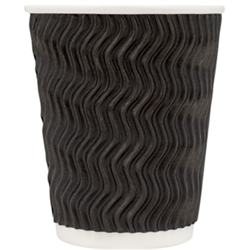 TP 8OZx25 CHARCOAL TRIPLE WALL WAVE CUPS