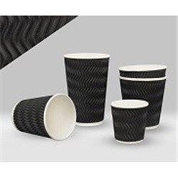 TP 12OZx25 CHARCOAL SQUAT TRIPLE WALL CUPS