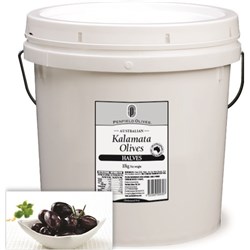 PO 10KG HALVES BLACK KALAMATA OLIVES