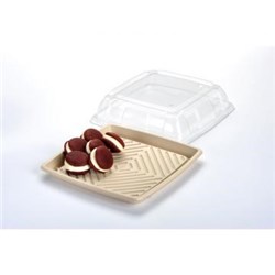 ANCHOR CLEAR LID 12"x25 SQ PLATTER (PET){BULK}
