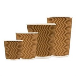 TP 12OZx25 NATURAL BROWN TRIPLE WALL WAVE CUPS