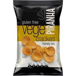 PIRANHA 40X25G HONEY SOY VEGE CRACKERS