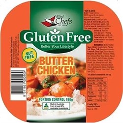 ALLIED CHEFS 180G X12 BUTTER CHICKEN WITH RICE G/F
