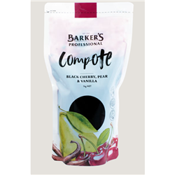 BARKER'S 1KG BLK CHERRY, PEAR & VANILLA COMPOTE