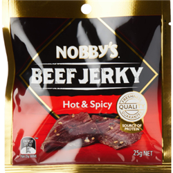 NOBBYS 25Gx12 BEEF JERKY HOT & SPICY*