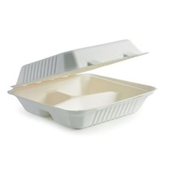 PAC 9" THREE SECTION SUGARCANE CLAMSHELL (200)