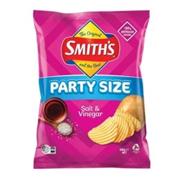 SMITHS 380GX 6 SALT & VINEGAR CHIPS (PARTY BAG)