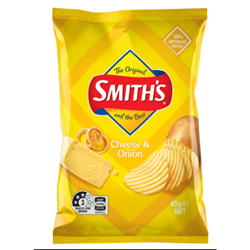 SMITHS 45GX18 CHEESE & ONION CHIPS*