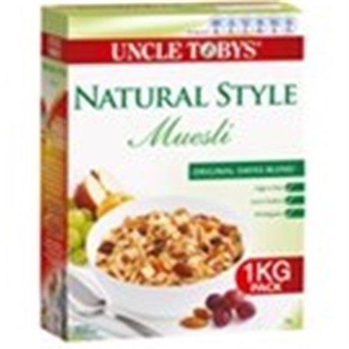 UNCLE TOBYS 1KG NATURAL SWISS STYLE MUESLI