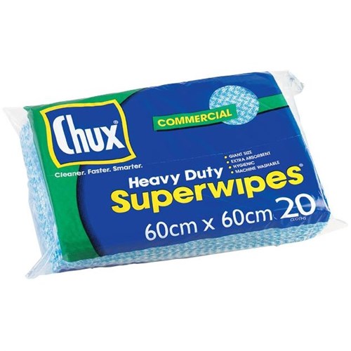 CHUX HEAVY DUTY BLUE SUPER WIPES 60x60-20'S