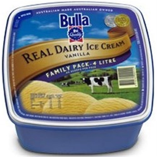 BULLA REAL DAIRY 4LT VANILLA ICE CREAM