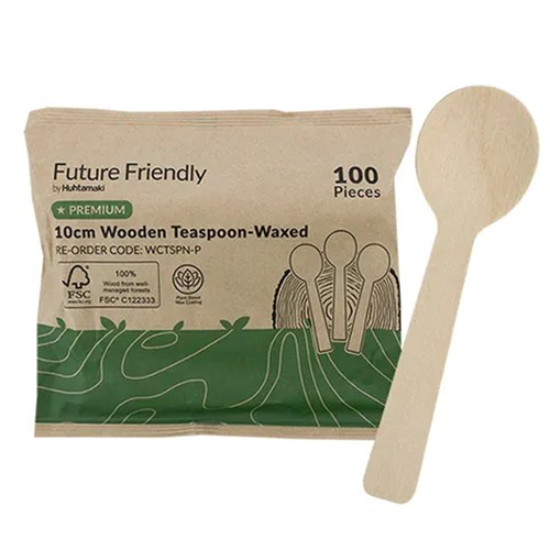 TP 100MM x 100 WOODEN TEASPOONS WAXED 