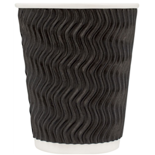 TP 8OZx25 CHARCOAL TRIPLE WALL WAVE CUPS