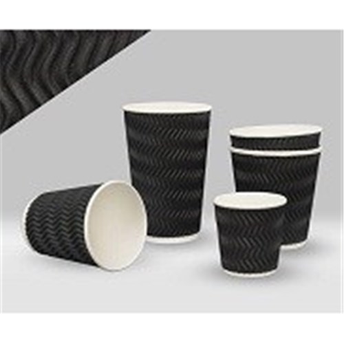 TP 12OZx25 CHARCOAL SQUAT TRIPLE WALL CUPS