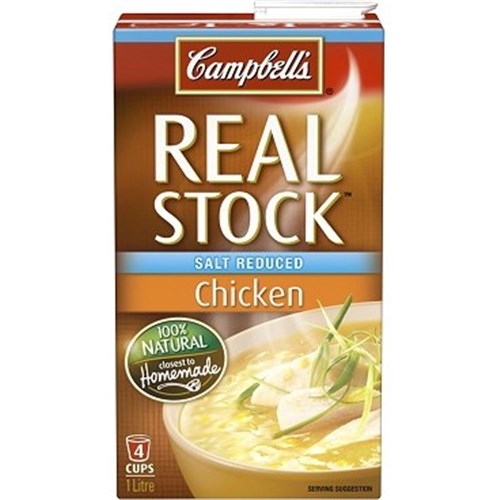 CAMPBELLS 1LT CHICKEN STOCK SALT REDUCED 