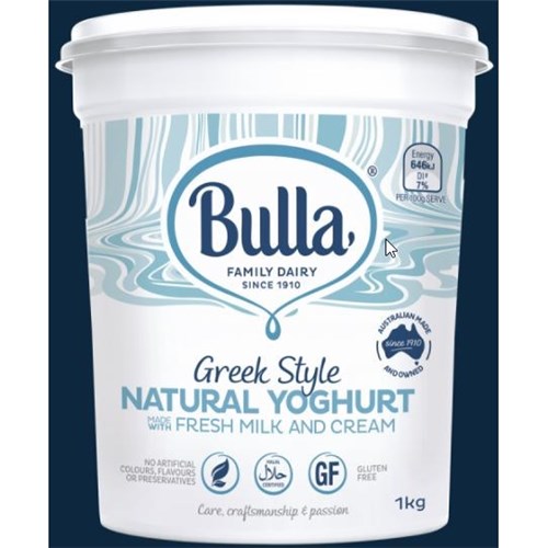 BULLA 1KG GREEK STYLE NATURAL YOGHURT