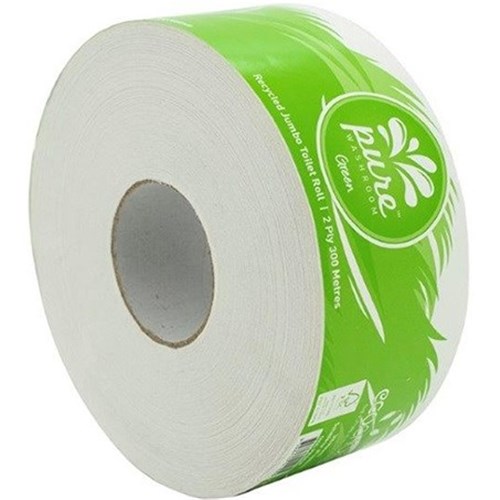 PURE 2PLY VIRGIN JUMBO TOILET ROLL 300M x 8