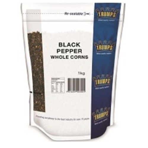 TRUMPS 1KG PEPPER BLACK WHOLE CORNS