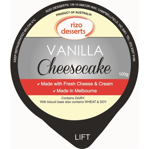 RIZO 100G VANILLA CHEESECAKE DESSERT(NO BASE)*