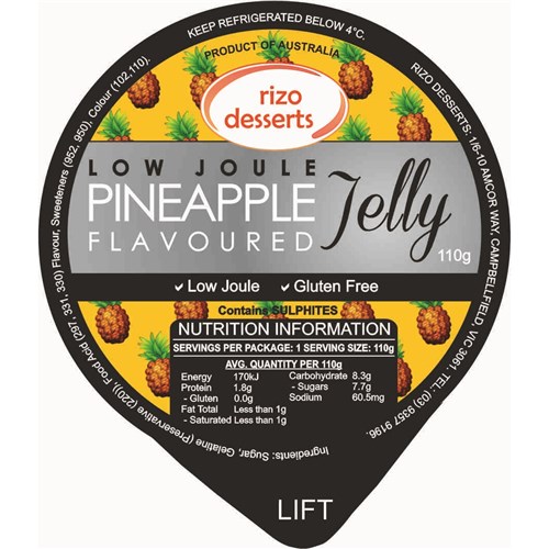 RIZO 110G X 32 LOW JOULE PINEAPPLE JELLY CUP*