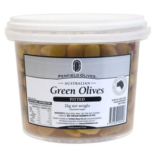 PO 2KG GREEN PITTED OLIVES