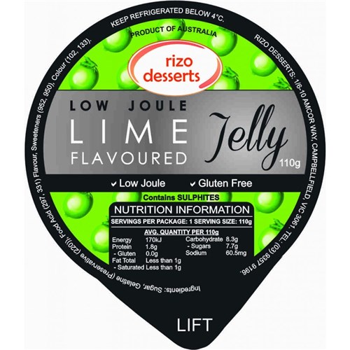 RIZO 110G X 32 LOW JOULE LIME JELLY CUP*