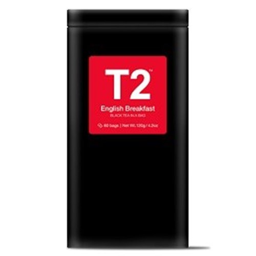 T2 60PK ENGLISH BREAKFAST BIO TEABAG TIN