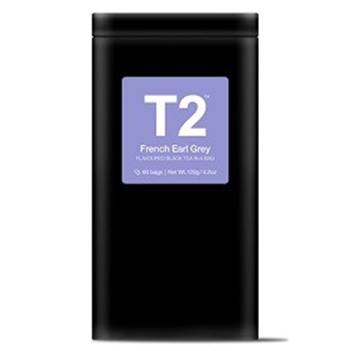 T2 60PK FRENCH EARL GREY BIO TEABAG TIN