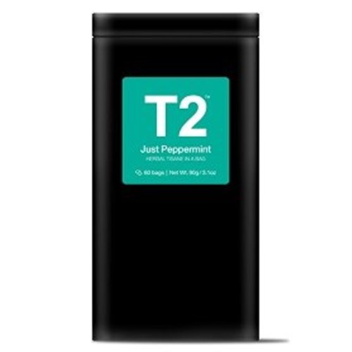 T2 60PK JUST PEPPERMINT BIO TEABAG TIN