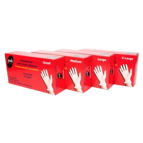 AB PAK X 100 MEDIUM POWDERED VINYL GLOVES