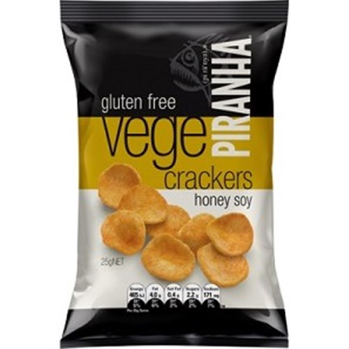 PIRANHA 40X25G HONEY SOY VEGE CRACKERS