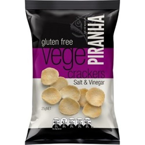 PIRANHA 40X25G SALT & VINEGAR VEGE CRACKERS