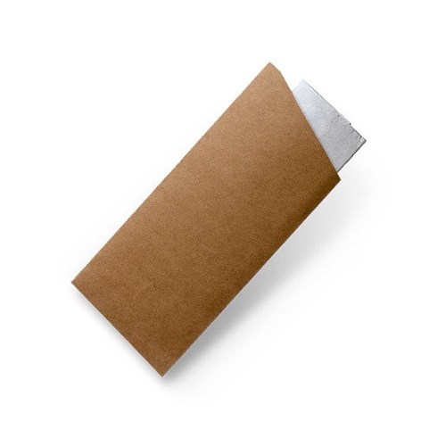 GREENMARK CUTLERY POUCH KRAFT W/WHT NAPKIN (1000)
