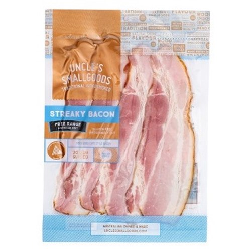 UNCLE RETAIL 14x150G SLICED STREAKY BACON*