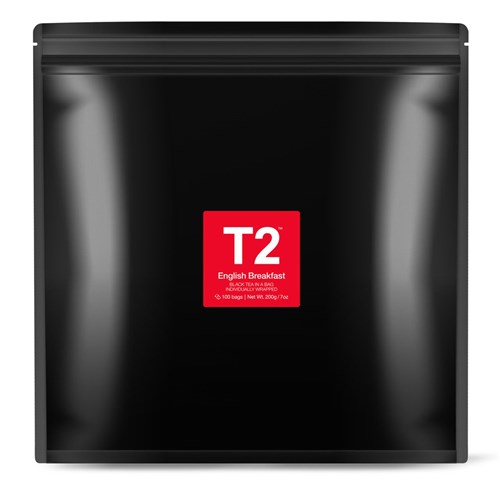 T2 100PK IND WRAP ENGLISH BREAKFAST BIO TEABAG