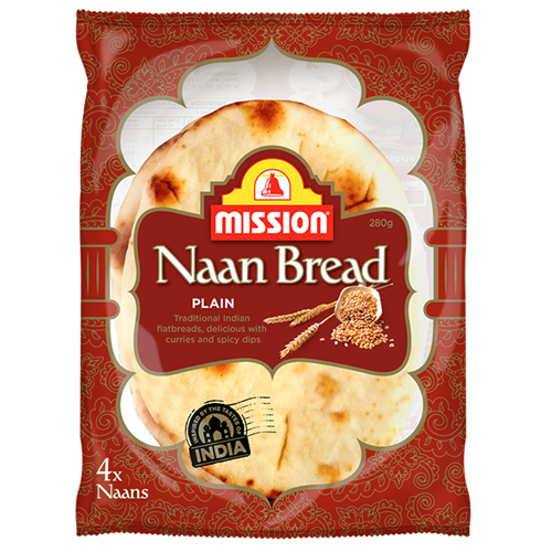 MISSION x4 PACK 70G PLAIN NAAN BREAD