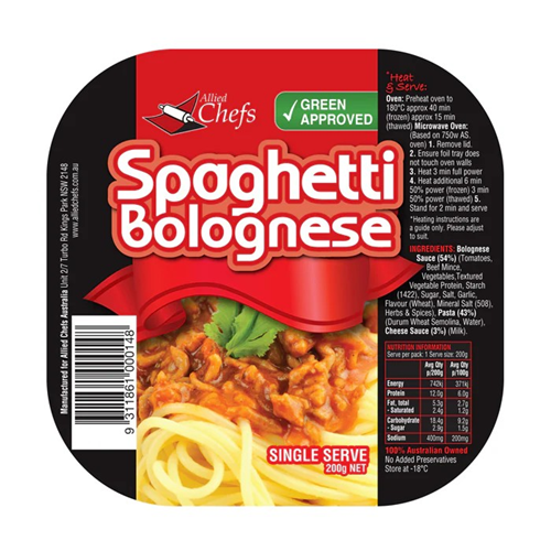ALLIED CHEFS 200G X 24 SPAGHETTI BOLOGNESE 