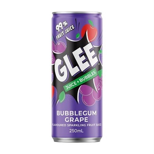 GLEE 24x250ML BUBBLEGUM GRAPE FRUIT DRINK