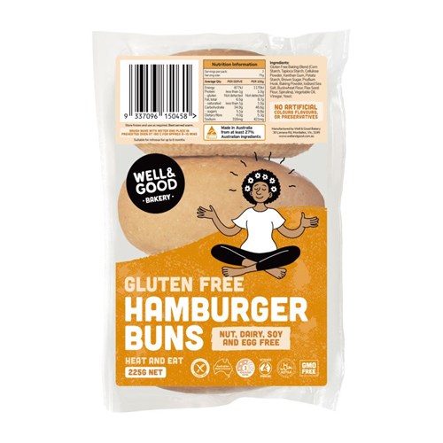WELL&GOOD 75Gx3x8PK GLUTEN FREE HAMBURGER BUN