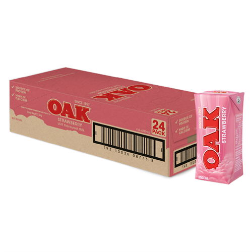 OAK 24 X 200ML STRAWBERRY UHT MILK