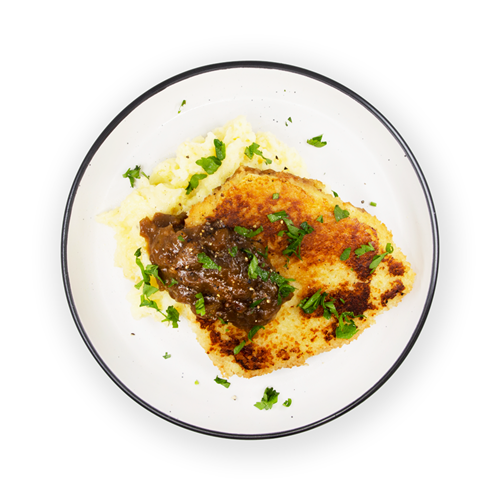 SIMPLY TASTY 400G CHICKEN SCHNITZEL WITH MASH*