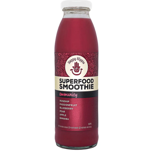 HAPPY HIPPIE 350ML X 12 RED IMMUNITY SMOOTHIE JUICE