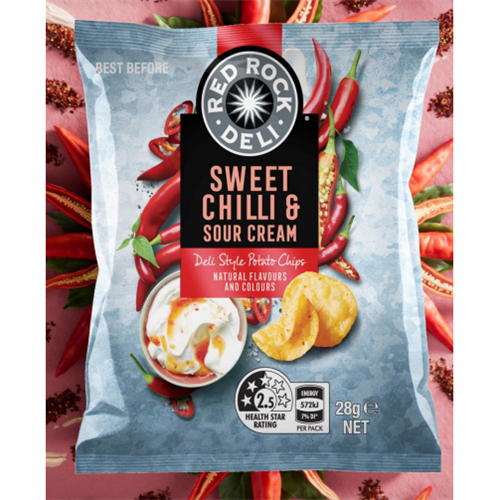 RED ROCK 28G X 21 SWEET CHILLI & SOUR CREAM*
