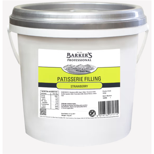 BARKER'S 4.5KG STRAWBERRY PATISSERIE FILLING