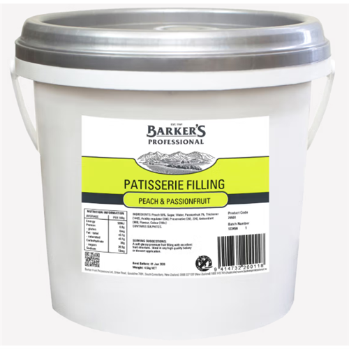 BARKER'S 12KG PEACH & PASSIONFRUIT FILLING