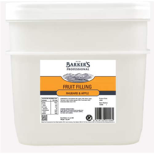 BARKER'S 12KG RHUBARB & APPLE FRUIT FILLING