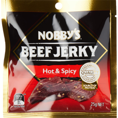 NOBBYS 25Gx12 BEEF JERKY HOT & SPICY*